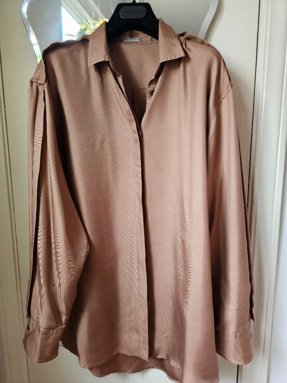 Bottega Veneta 100% Silk Shirt Long Sleeve Epaulette/Piping Detail sz 42